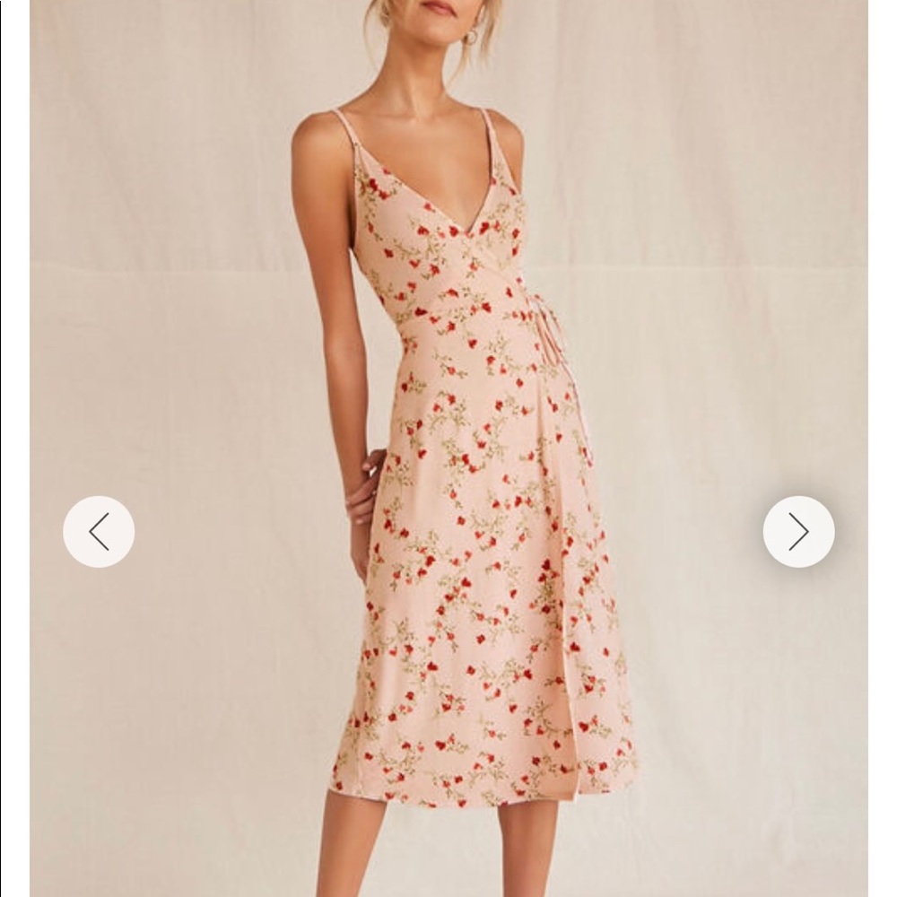 Knit Mock-Wrap Floral Midi Dress